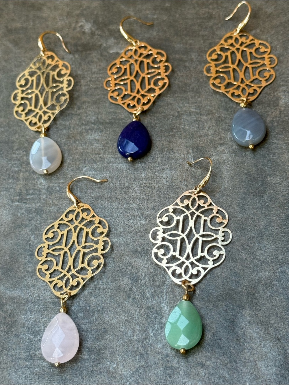 Jewelry | Gold Filigree Teardrop Statement Earrings With Multicolor Gem ...